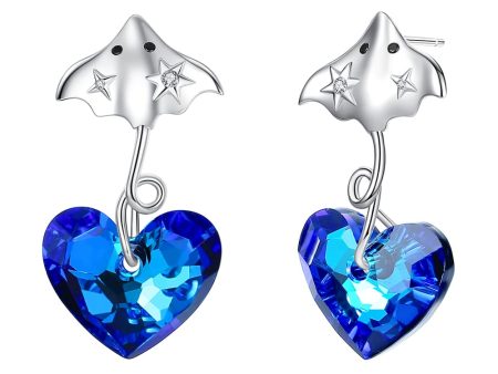 Devil Fish Heart Crystal Earrings Jewelry Supply