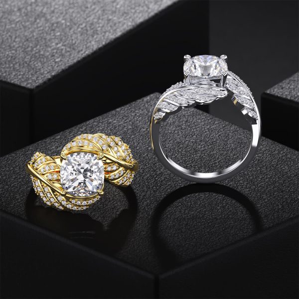 Cushion Stone Leaf Ring Jewelry Cheap