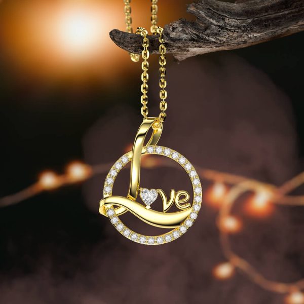 Gold Love Necklace Jewelry Gift Cheap