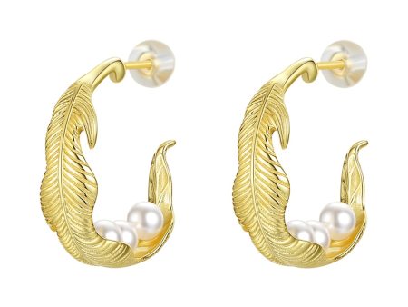 Gold Leaf Pearl Earrings Jewelry Online now