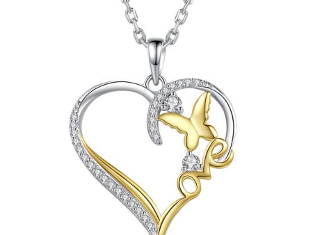 Butterfly Love Heart Necklace Hot on Sale