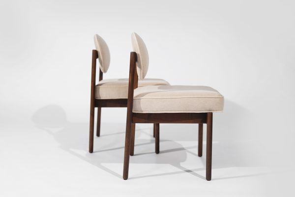 Set of Walnut Side Chairs by Jens Risom in Natural Mohair, C. 1950s Hot on Sale