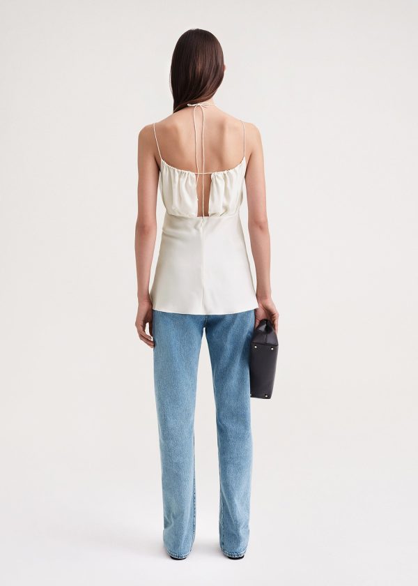 Gathered halterneck top off-white Hot on Sale