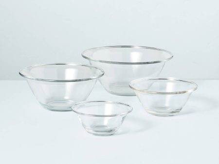 4pc Glass Mixing Bowl Set Clear Supply