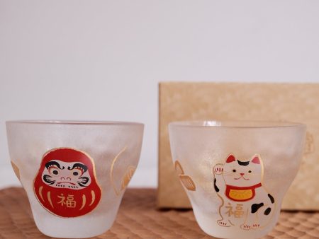 Aderia Medeta Mono Pair Sake Cup Set - Lucky cat Sale