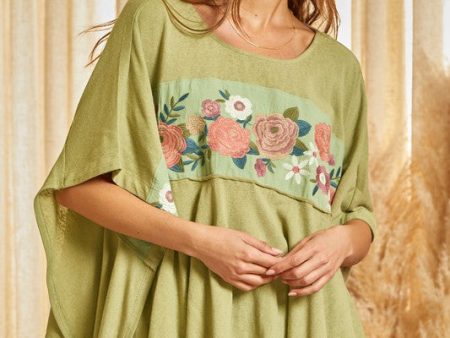 Poncho Knit Embroidery Top Cheap