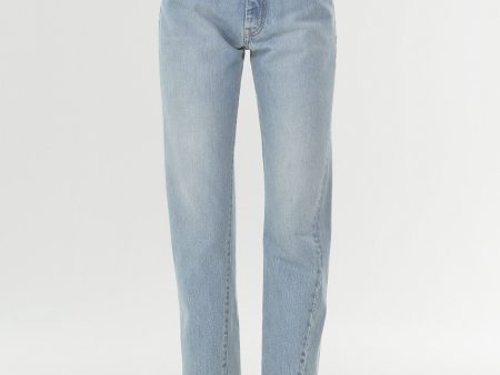 Twisted seam denim light blue For Sale