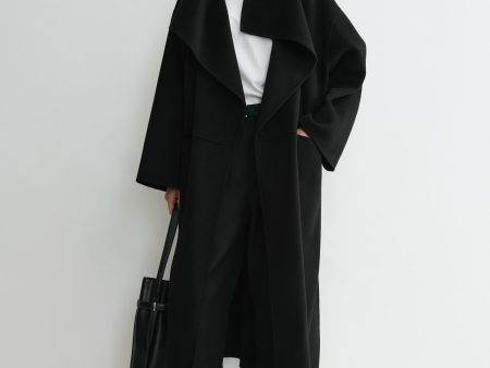 Signature wool cashmere coat black Online