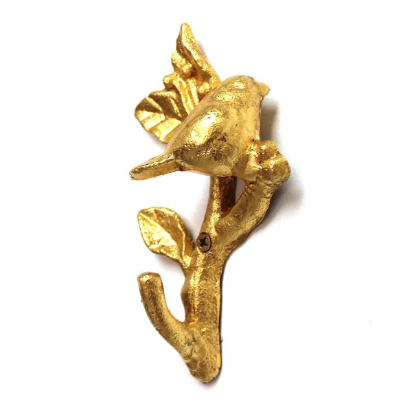 gilded wall hook: bird on branch Online Sale