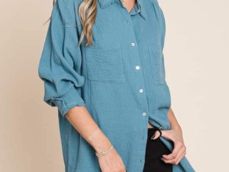 Comfort Button Front Top Hot on Sale