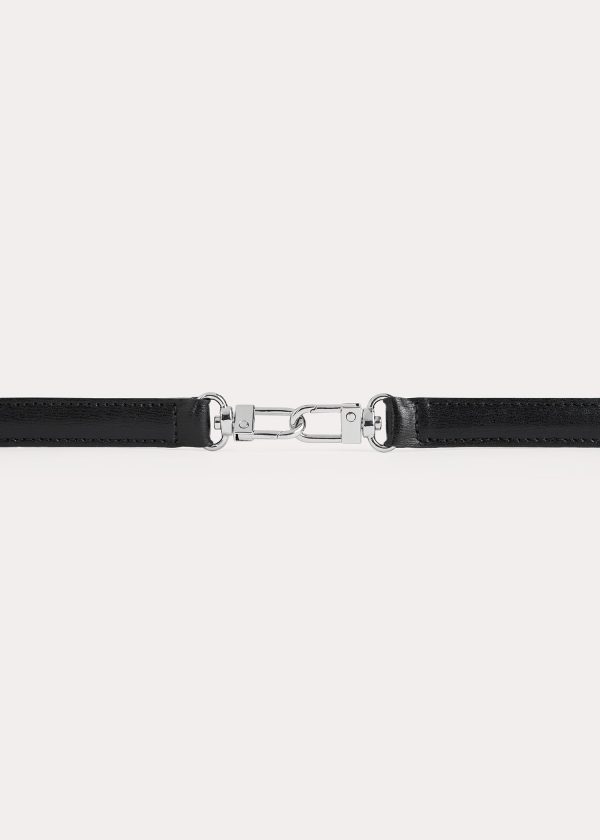 Double clasp leather belt black Online