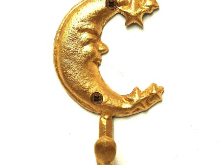 gilded wall hook: moon Online now