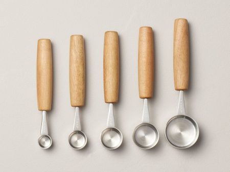 5pc Wood & Stainless Steel Measuring Spoons Sale