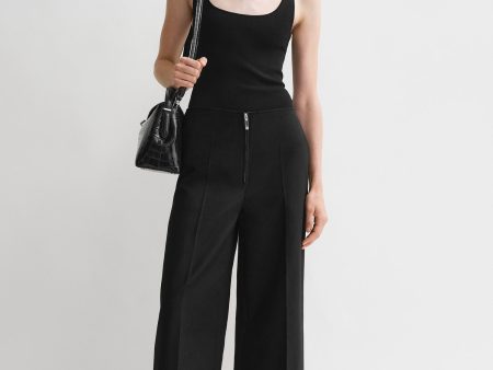 Zip-front wide trousers black Supply